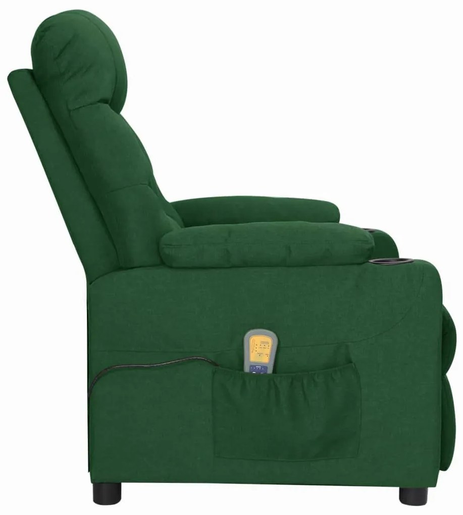 Poltrona elevatória de massagens tecido verde-escuro