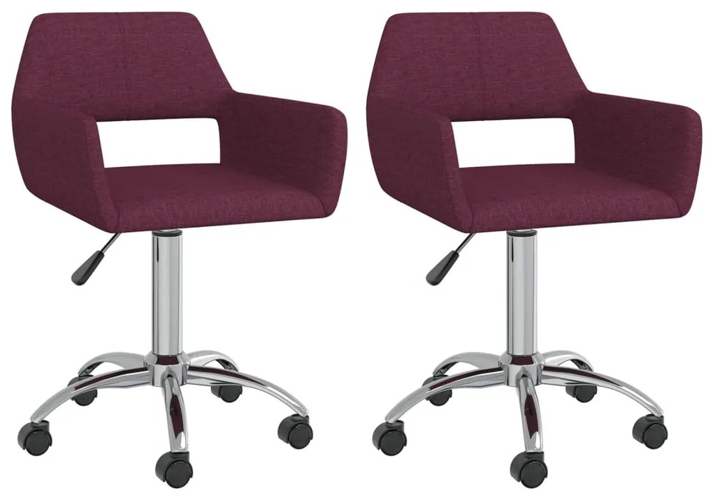 vidaXL Cadeiras de jantar giratórias 2 pcs tecido roxo