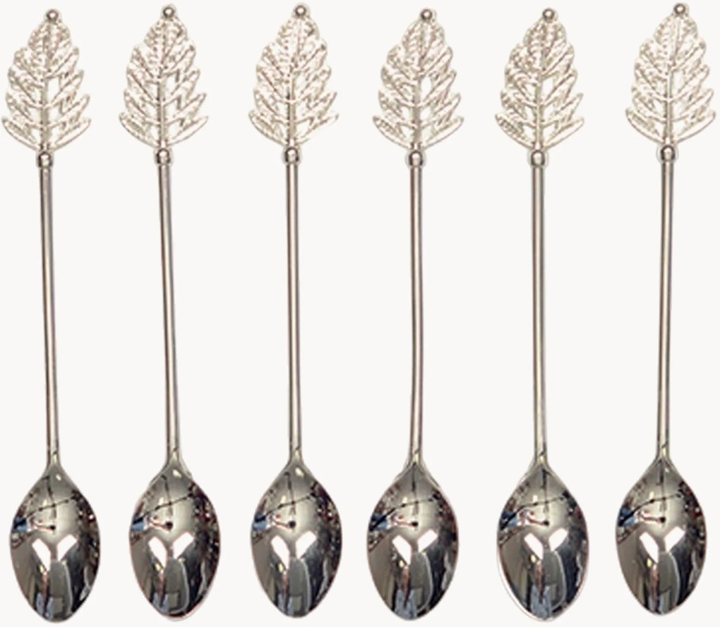 Colheres de café altamente polidas Leaf, conjunto de 6