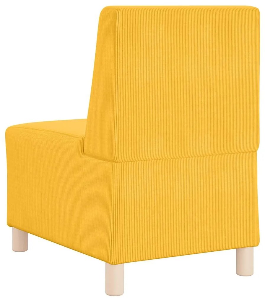 Poltrona sem braços 55 cm tecido corduroy amarelo-claro