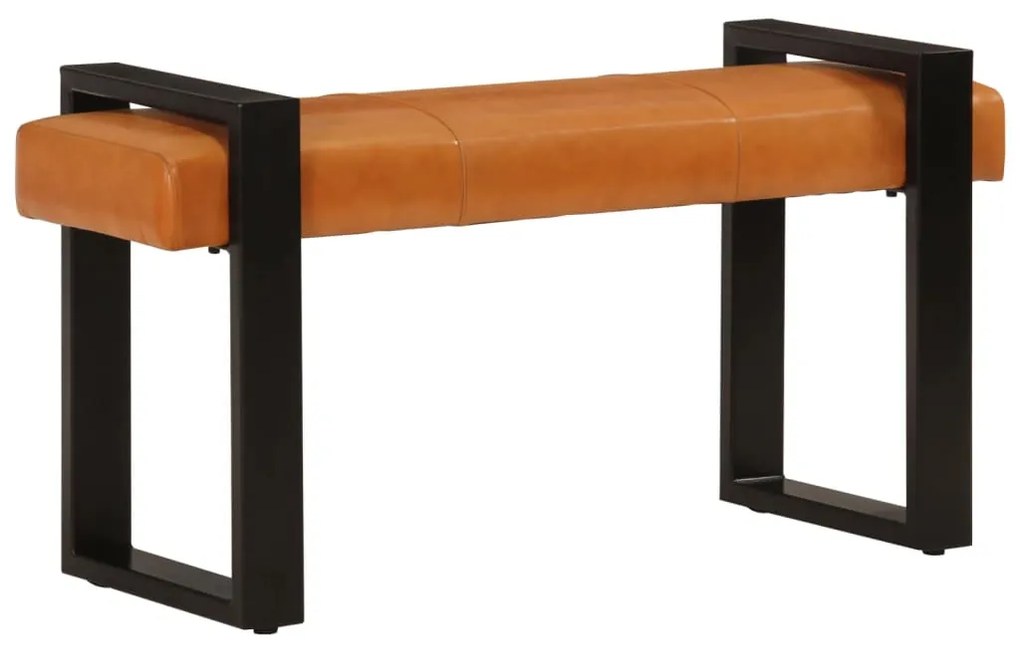Banco 110 cm couro de cabra genuíno preto e castanho