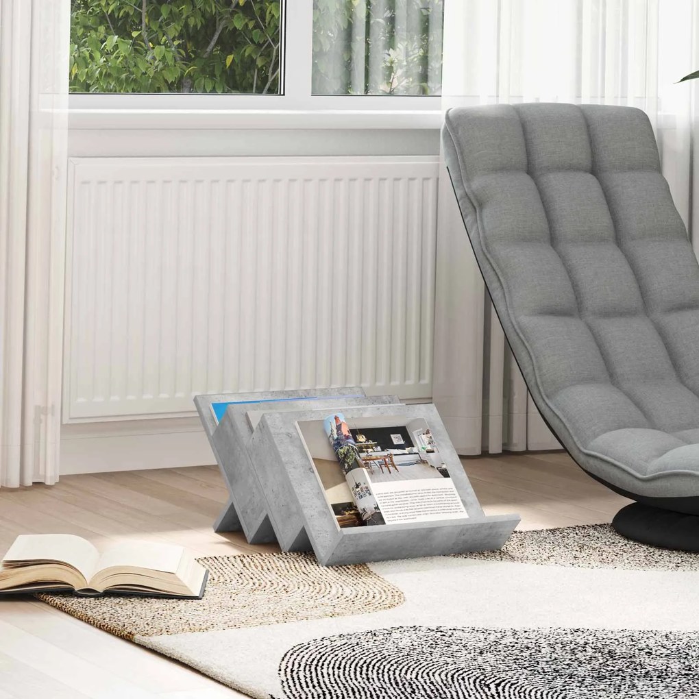 vidaXL Estante de Revistas Cinza Concreto 53 x 40 x 28,5 cm
