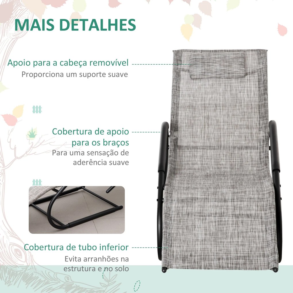 Espreguiçadeira de Jardim Ergonómica com Apoio para a Cabeça e Apoio p