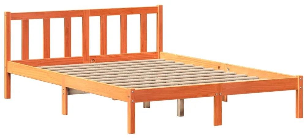 Cama sem colchão 140x190 cm pinho maciço castanho-mel