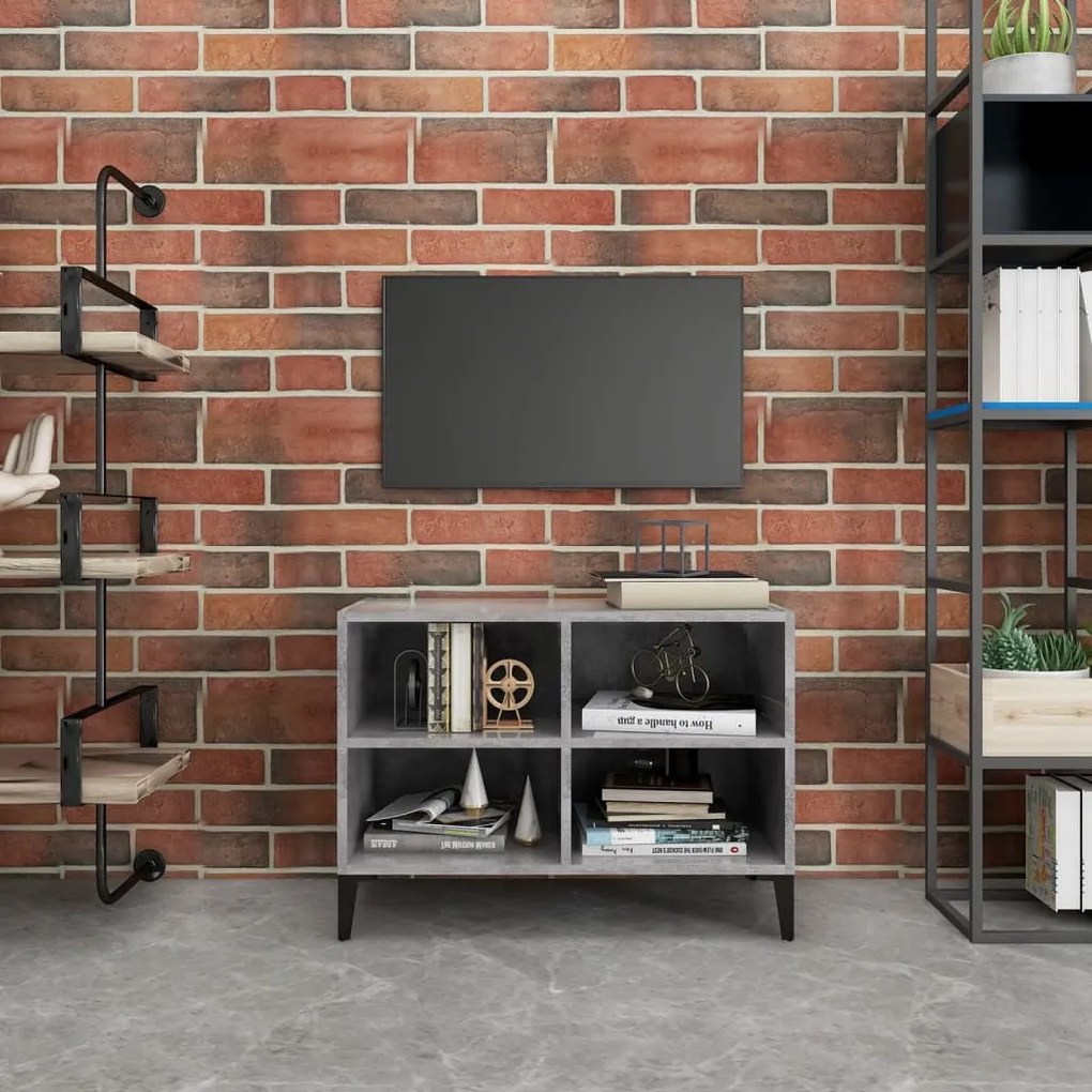 vidaXL Móvel de TV com pernas em metal 69,5x30x50 cm cinzento cimento