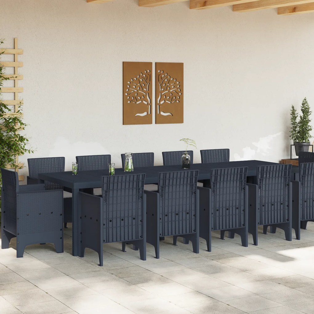 Conjunto de Jantar de Jardim com 13 Peças e Almofadas Antracite de Vim