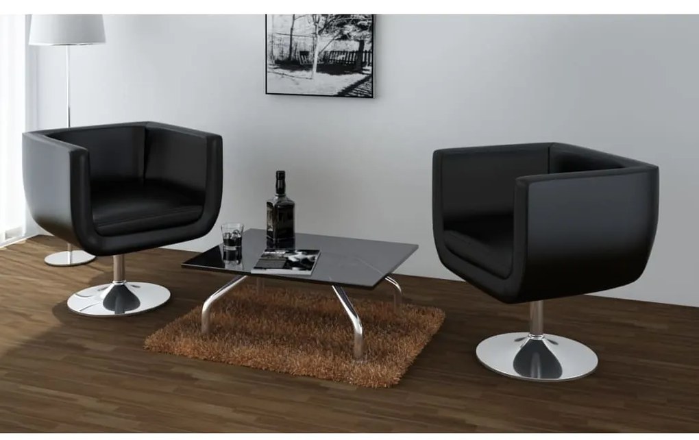 Cadeiras de bar 2 pcs couro artificial preto