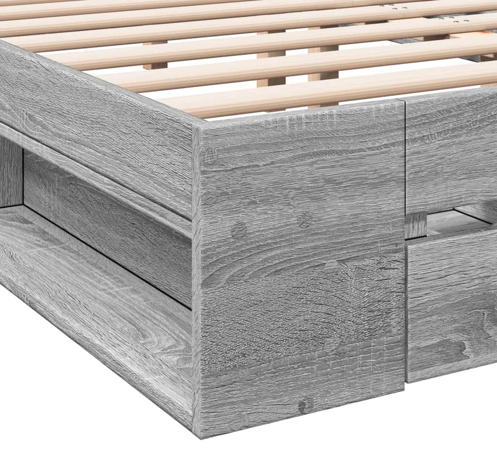 Estrutura de cama c/ gavetas derivados madeira cinza sonoma