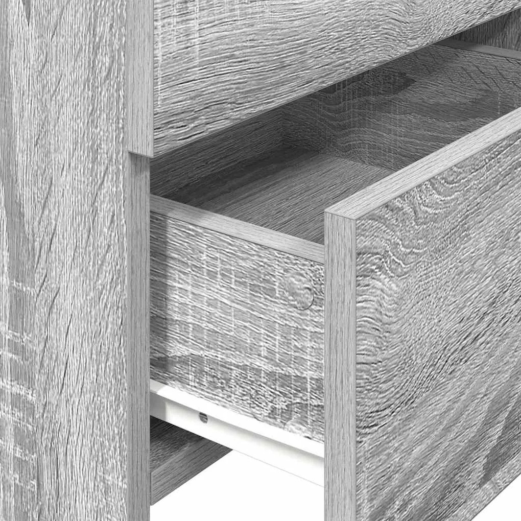 Mesa de cabeceira com 2 gavetas cinza Sonoma 40x36,5x62 cm