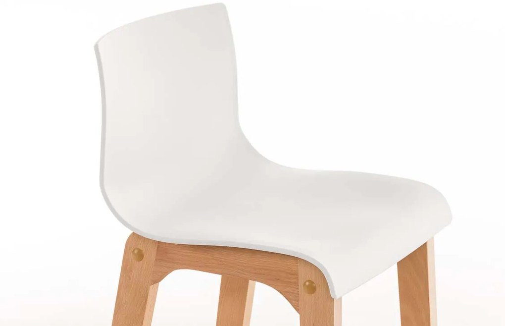 Banco de bar Hoover em plástico e com estrutura de Cor Natural 41 x 101 x 46 cm Branco