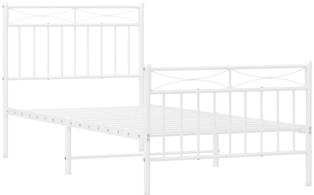 Estrutura de cama com cabeceira e pés 90x200 cm metal branco