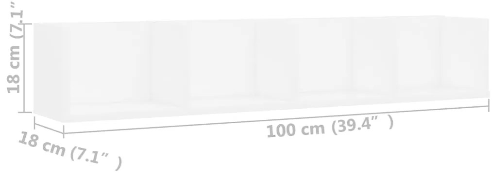 Prateleira de parede para CD 100x18x18 cm deriv. madeira branco