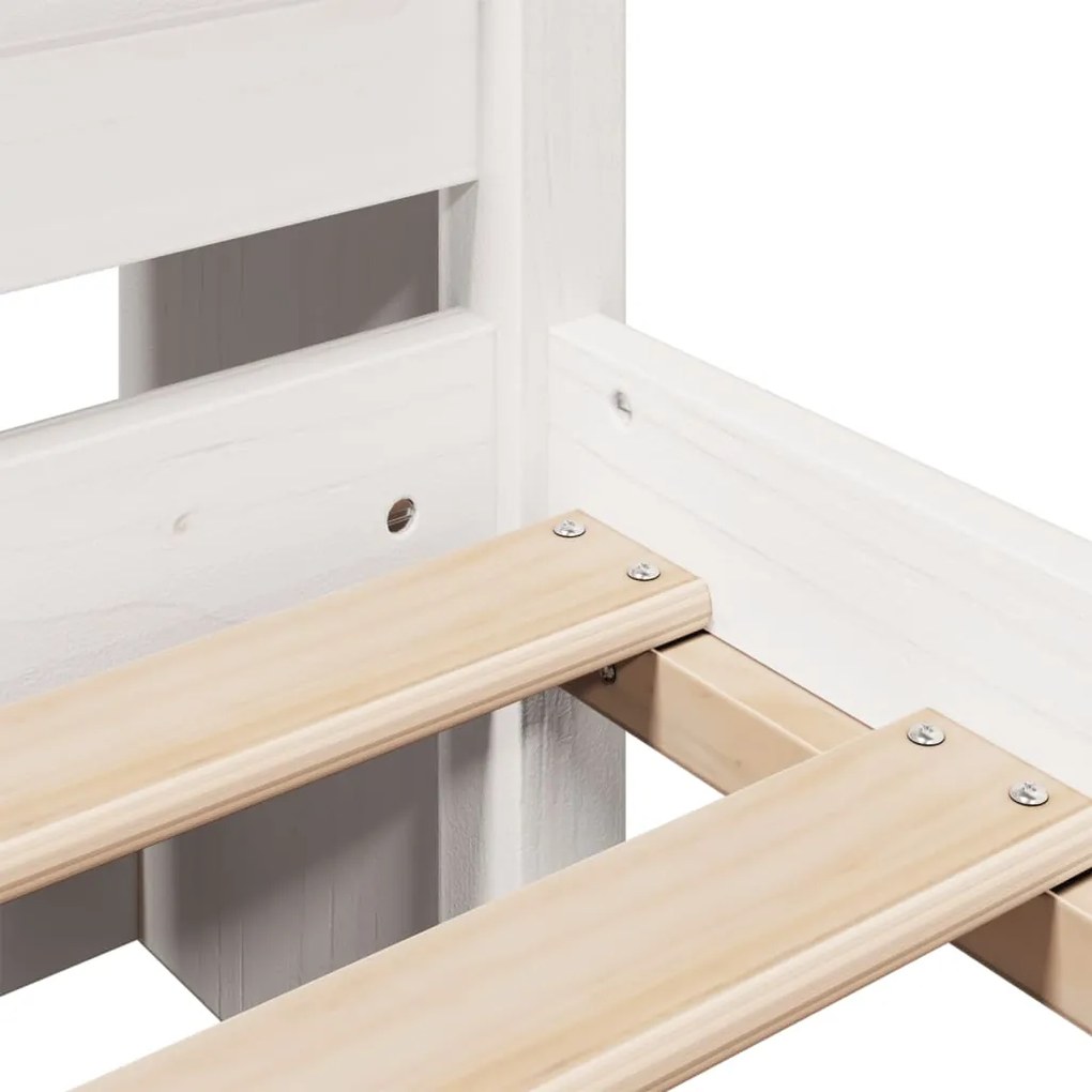 Cama com estante sem colchão 140x200 cm pinho maciço branco