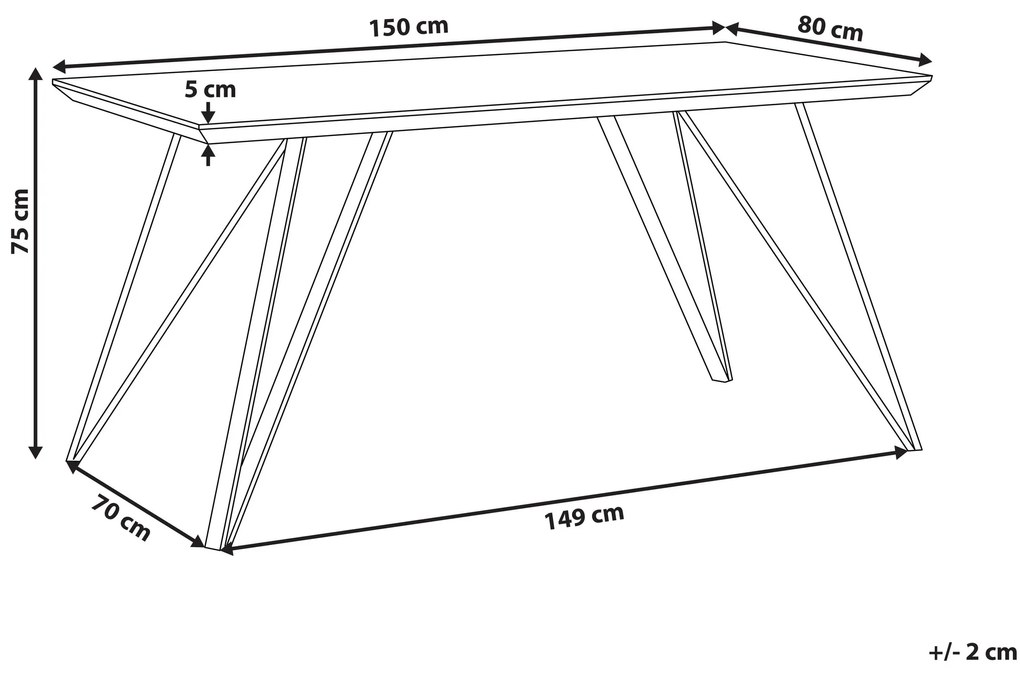 Mesa de jantar 150 x 80 cm efeito mármore branco com dourado MOLDEN Beliani