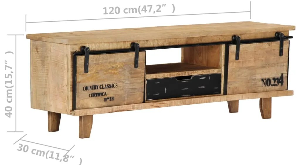 Móvel de TV 120x30x40 cm madeira de mangueira maciça