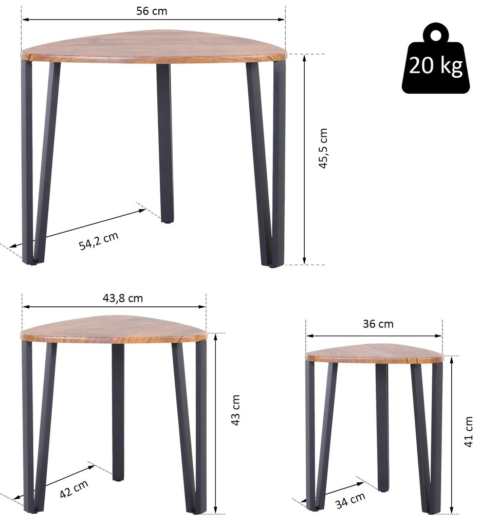 Conjunto de 3 Mesas de Café Nido Mesa de Café Moderna Mesa Auxiliar Me
