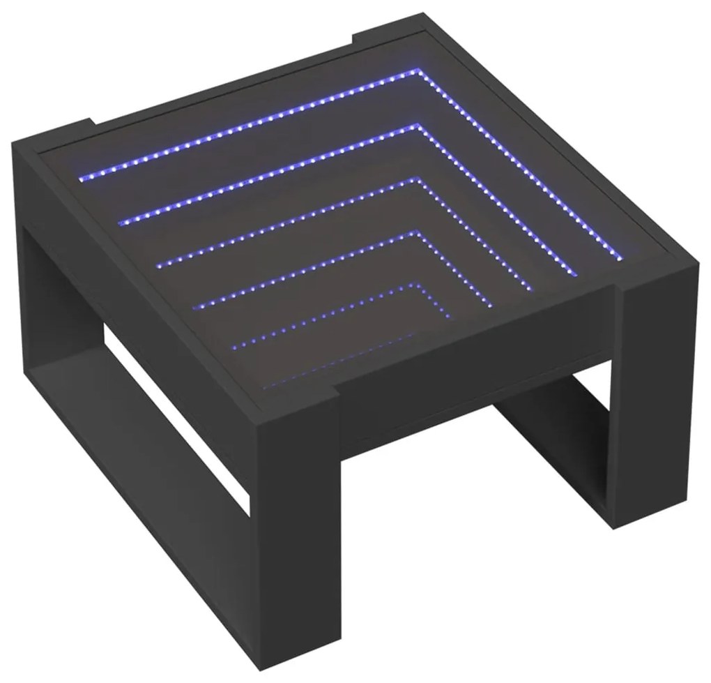 Mesa de centro luzes LED Infinity 50x53x30 cm preto