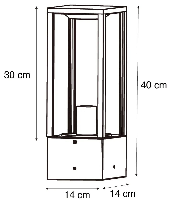 Candeeiro de pé exterior preto com vidro fumê 40 cm IP44 - Charlois Moderno