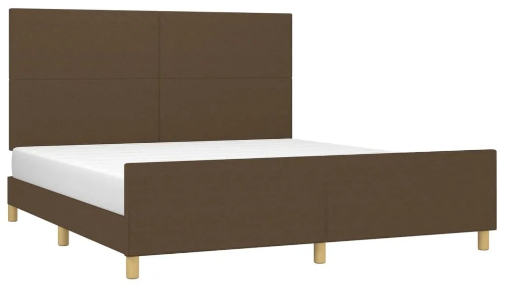 Estrutura de cama 160x200 cm tecido castanho-escuro