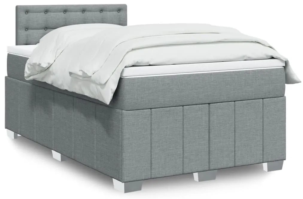 Cama boxspring com colchão 120x190 cm tecido cinzento-claro