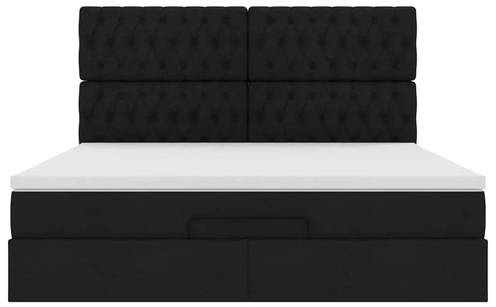 Estrutura de cama otomana com colchão 180x200 cm tecido preto