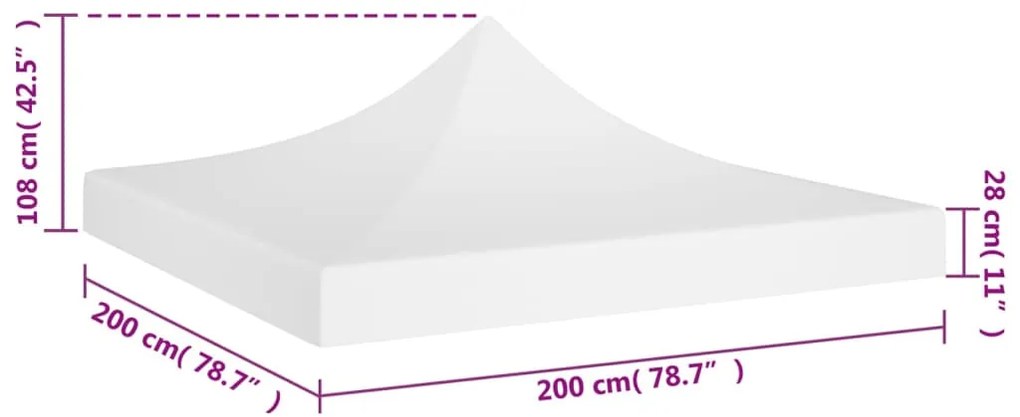 Teto para tenda de festas 2x2 m 270 g/m² branco