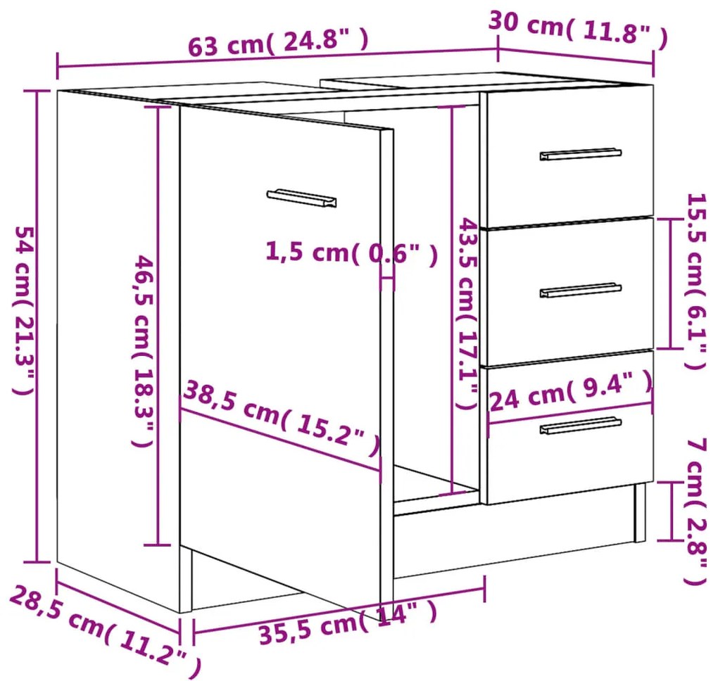 Móvel de Lavatório Kayke - Branco Brilhante - Design Moderno