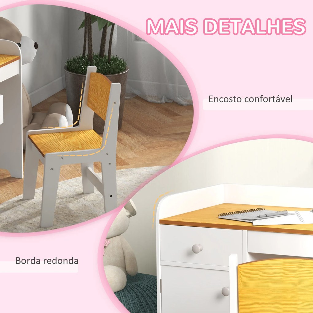 ZONEKIZ Conjunto de Secretária e Cadeira para Crianças Secretária Infa