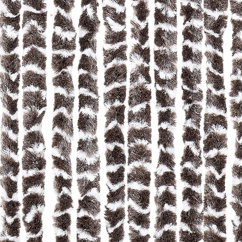 Cortina anti-insetos 100x200 cm chenille castanho e branco