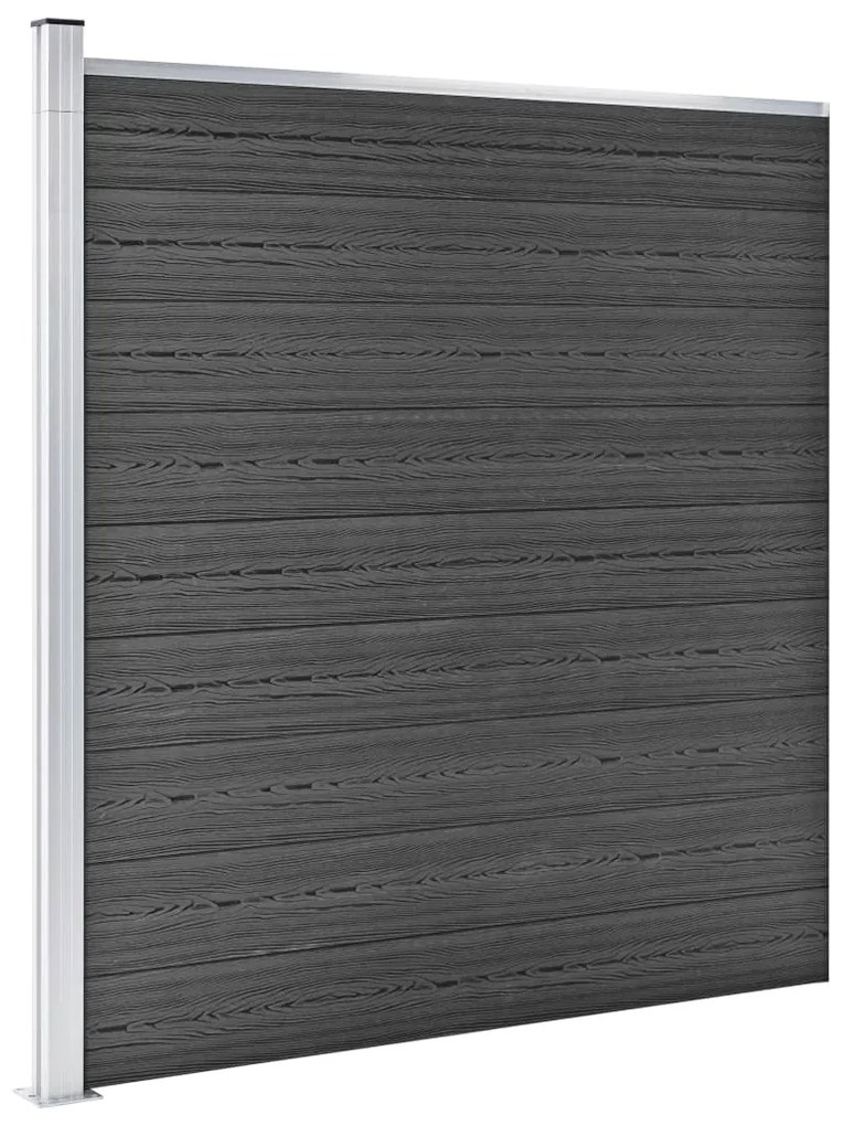 Conjunto de painel de vedação WPC 353x186 cm preto