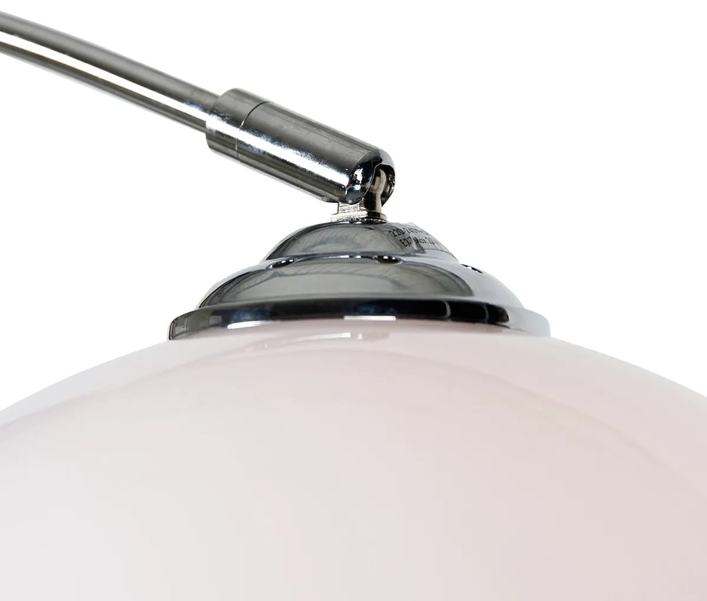 Candeeiro de arco moderno cromado com cúpula branca - Arc Basic