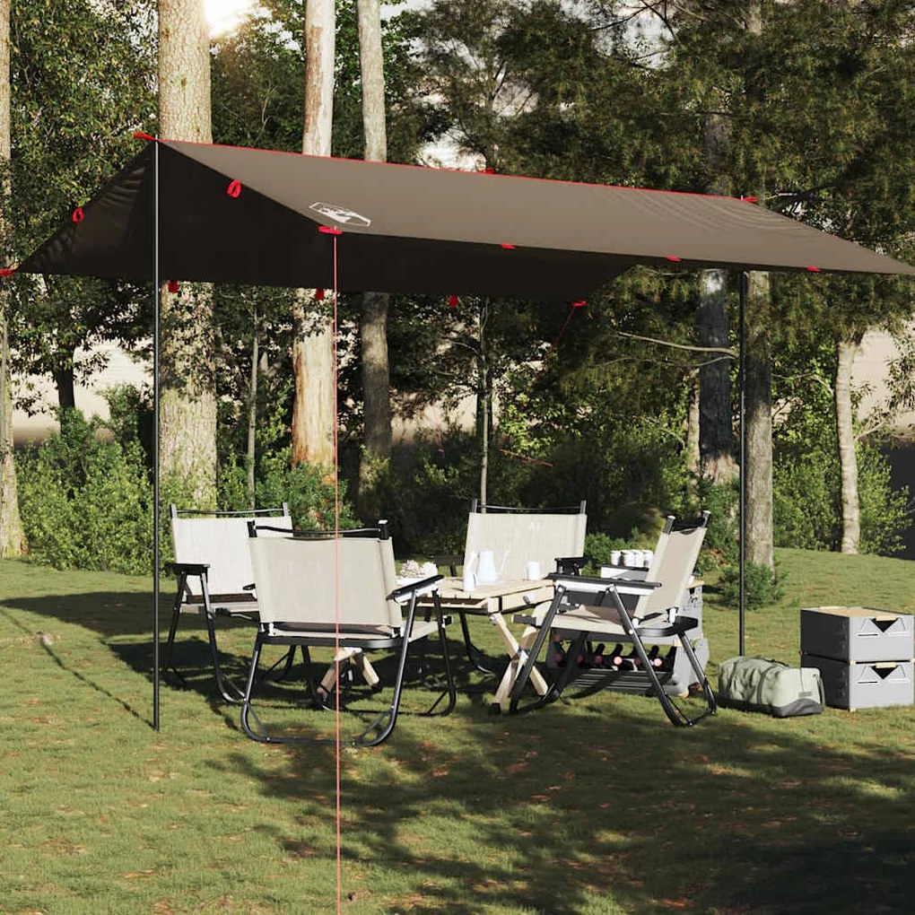 Lona de campismo 406x306 cm impermeável castanho
