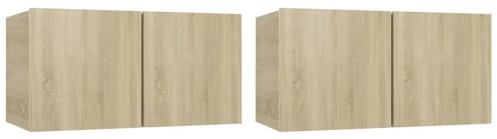 Conjunto móveis de TV 4 pcs madeira processada carvalho sonoma