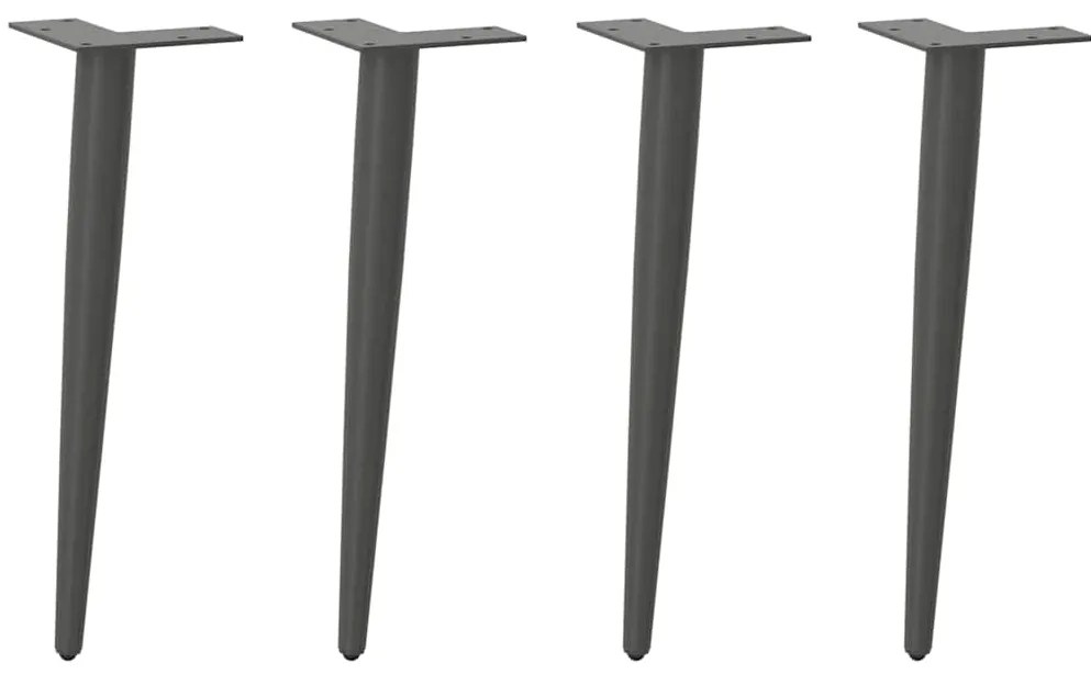 vidaXL Pés para mesa de centro formato cônico 4 peças antracite 30-31 cm aço