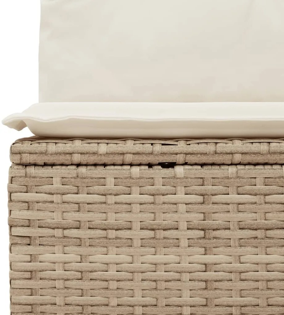 6 pcs conjunto de sofás p/ jardim com almofadões vime PE bege