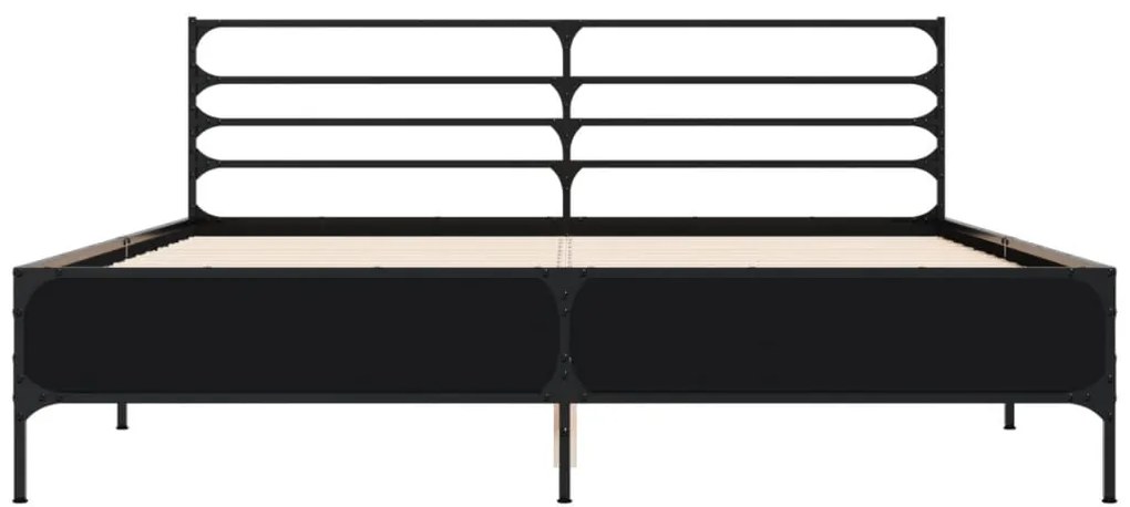 Estrutura de cama 150x200 cm derivados de madeira/metal preto