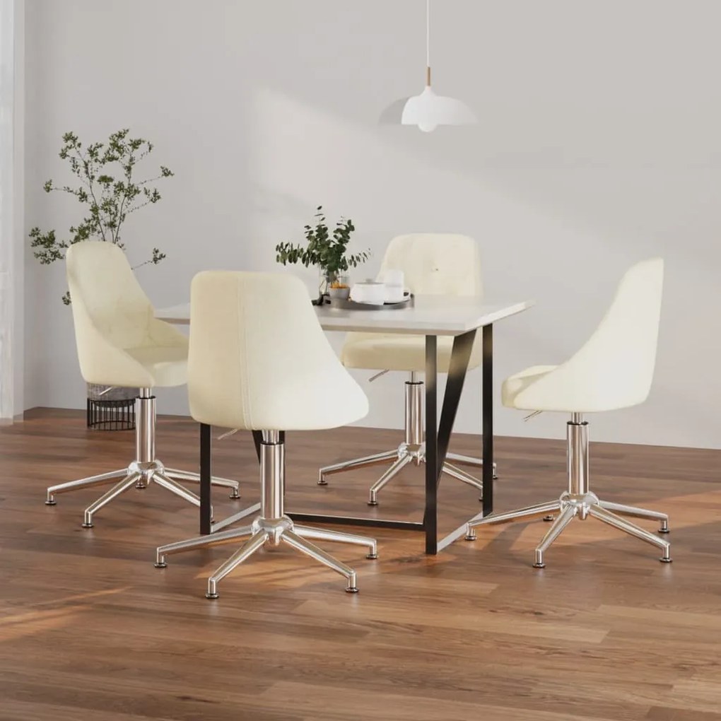 vidaXL Cadeiras de jantar giratórias 4 pcs tecido cor creme