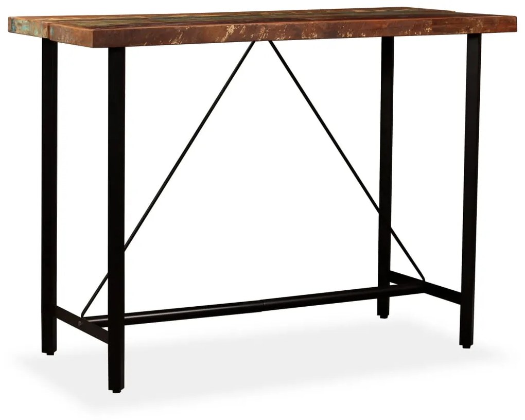 Mesa de bar em madeira reciclada maciça 150x70x107 cm