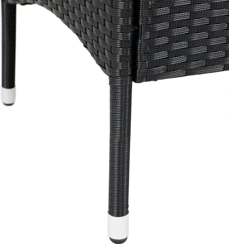 Banco de 2 lugares com mesa integrada em polirrattan 143 x 64 x 87 cm Preto