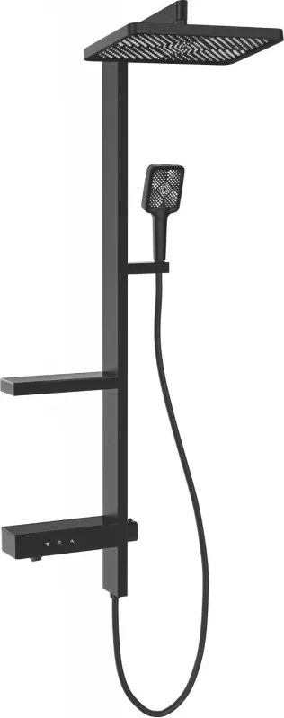 Mexen Roar conjunto de chuveiro montado na parede com chuveiro de teto e misturadora, preto - 78105-70