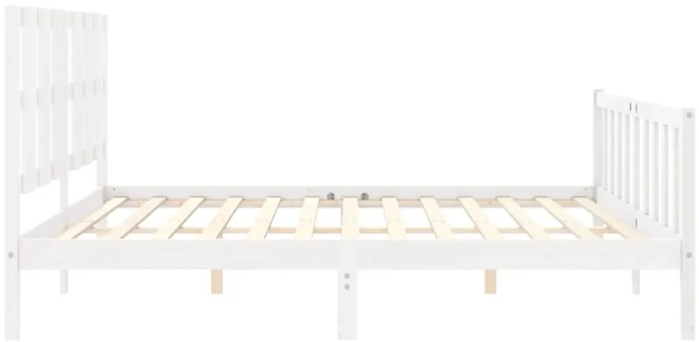 Estrutura de cama com cabeceira 180x200cm madeira maciça branco