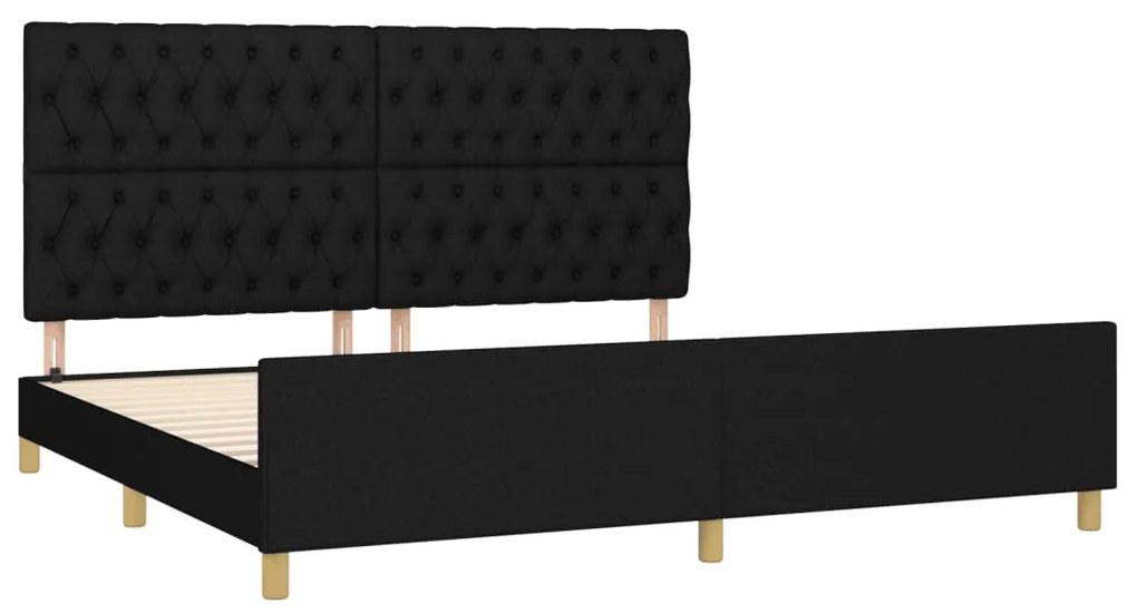 Estrutura de cama com cabeceira 200x200 cm tecido preto