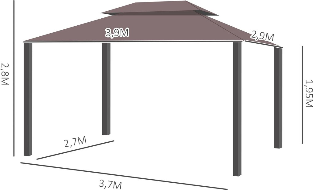 Pérgola de Jardim 4x3m Pérgola de Alumínio com Teto de Ventilação 4 Co