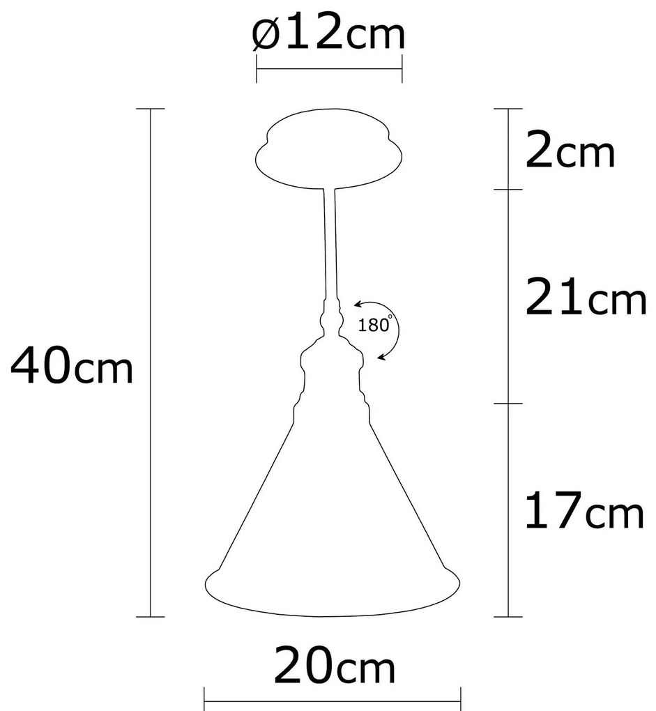 Candeeiro Suspenso Berceste – Preto – 20 cm x 40 cm