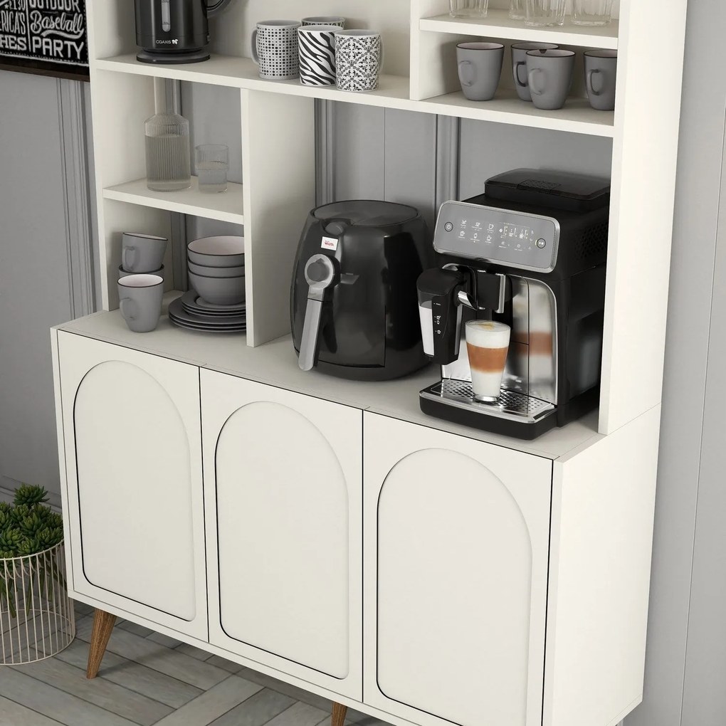 Armário de Cozinha/Sala "Caffè" - Creme e Nogueira - 120x202x35cm - D