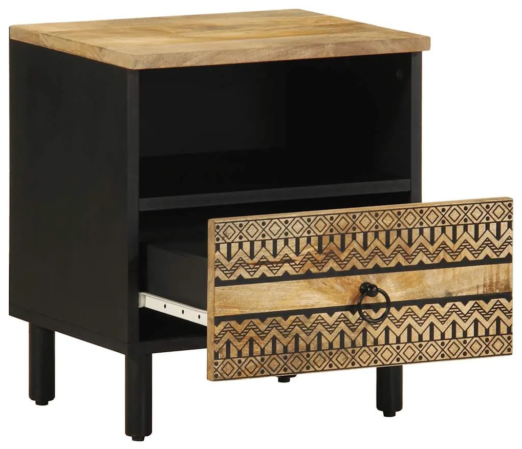 Mesas cabeceira 2 pcs 40x33x46 cm mangueira áspera maciça preto