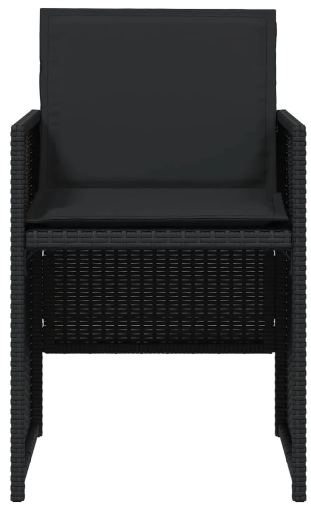 Cadeiras de jardim com almofadões 4 pcs vime PE preto