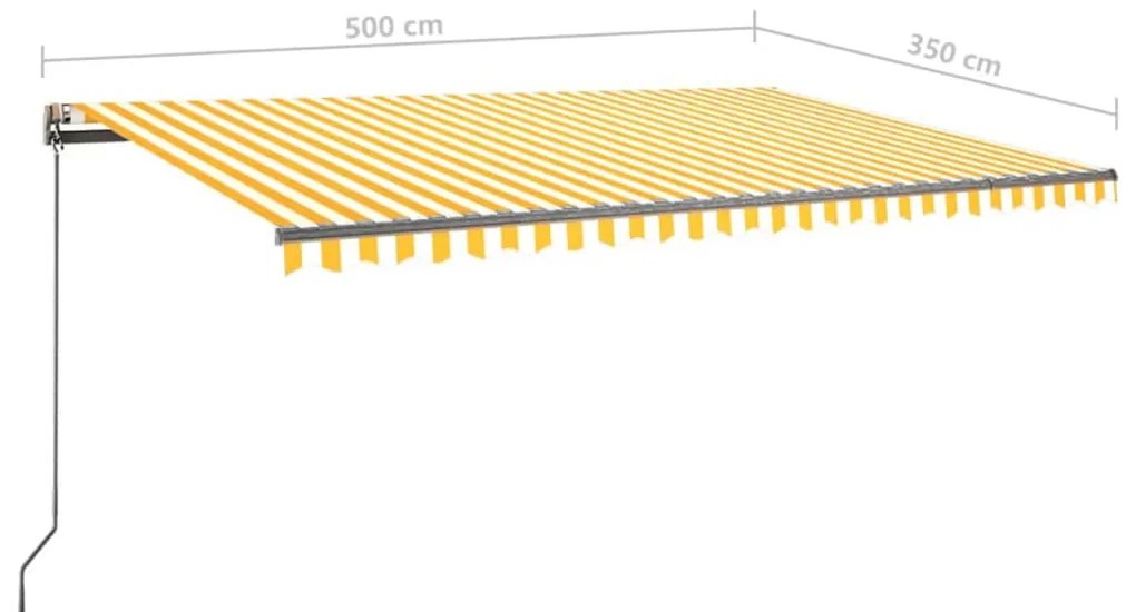 Toldo retrátil manual independente 500x350 cm amarelo e branco