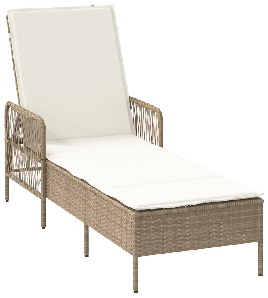 Conjunto de Espreguiçadeiras Conjunto de 3 Bege e Creme