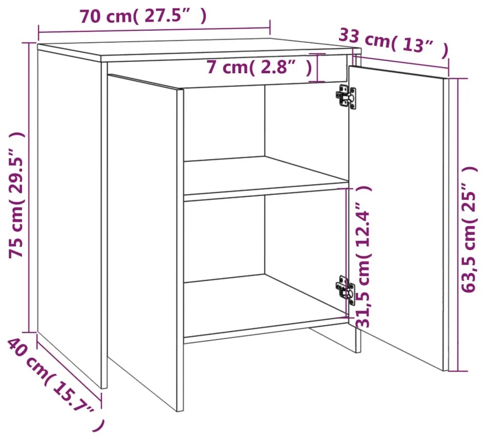 Aparador Vouga de 210 cm - Cinzento - Design Moderno